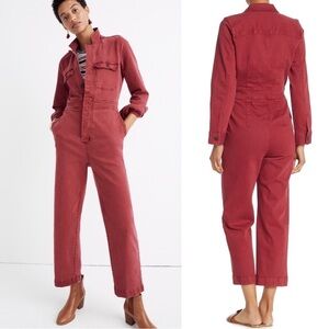 Madewell Garment Dyed Utility Coverall Jumpsuit Dusty Burgundy Size L
